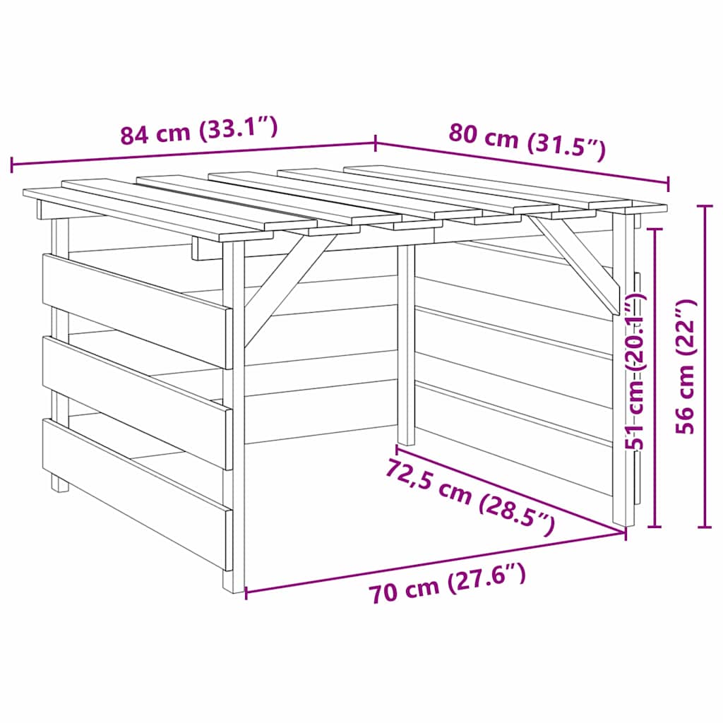 vidaXL Γκαράζ για ρομποτική μηχανή γκαζόν Καφέ 84 x 80 x 56 εκ