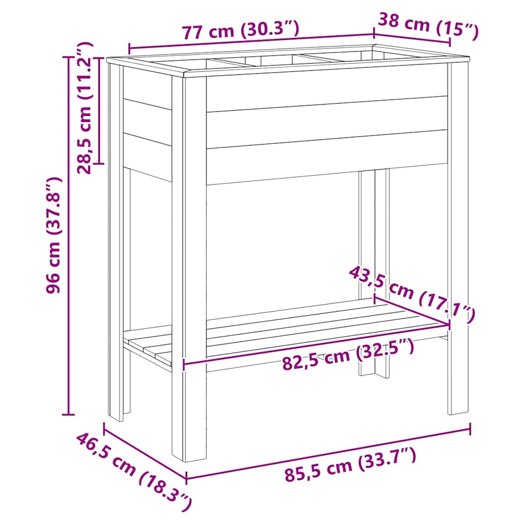 vidaXL Υψηλός Γλάστρα με ράφι Καφέ 85,5 x 46,5 x 96 εκ.