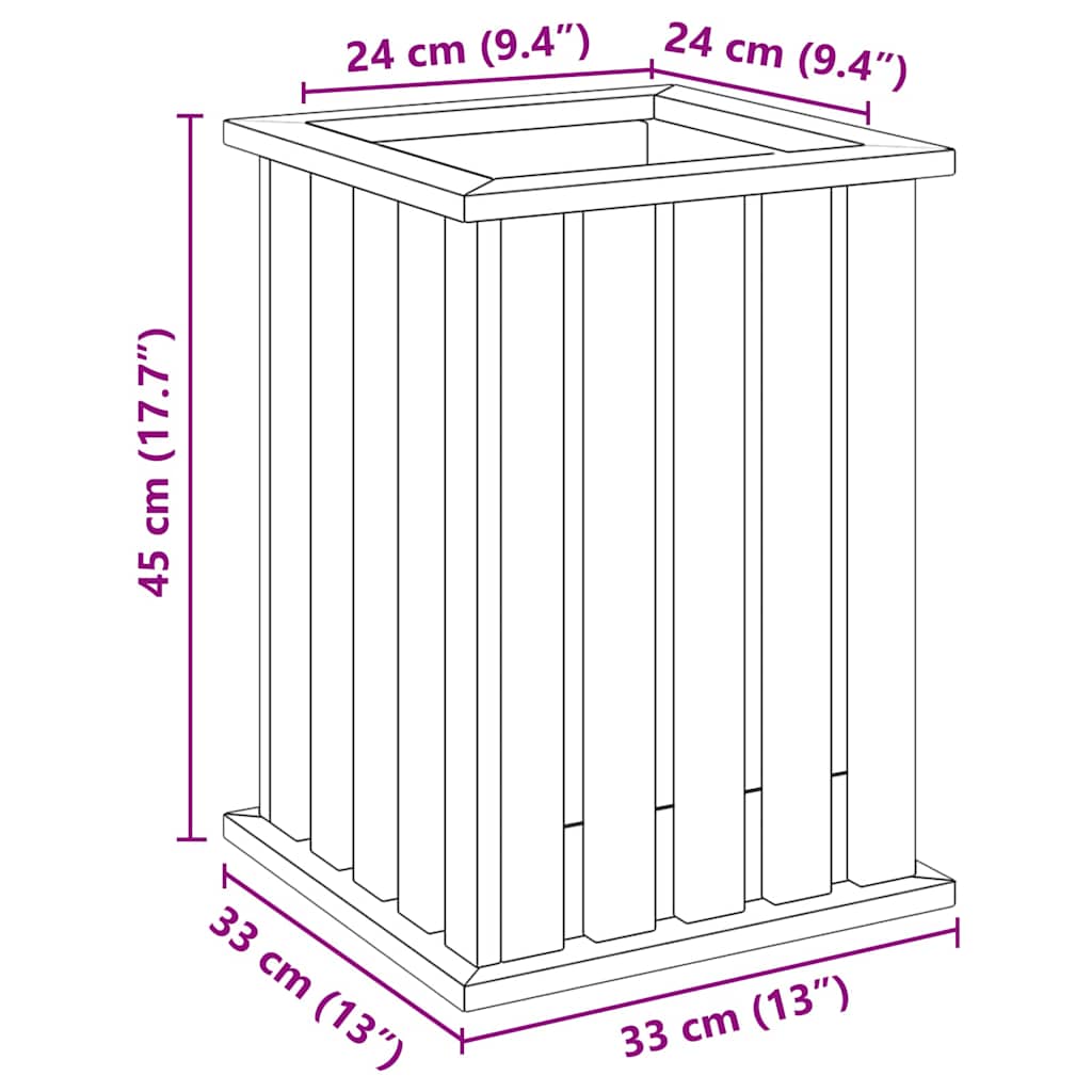 vidaXL Γλάστρα κήπου με επένδυση 33x33x45 εκ. από εμποτισμένο ξύλο πεύκου