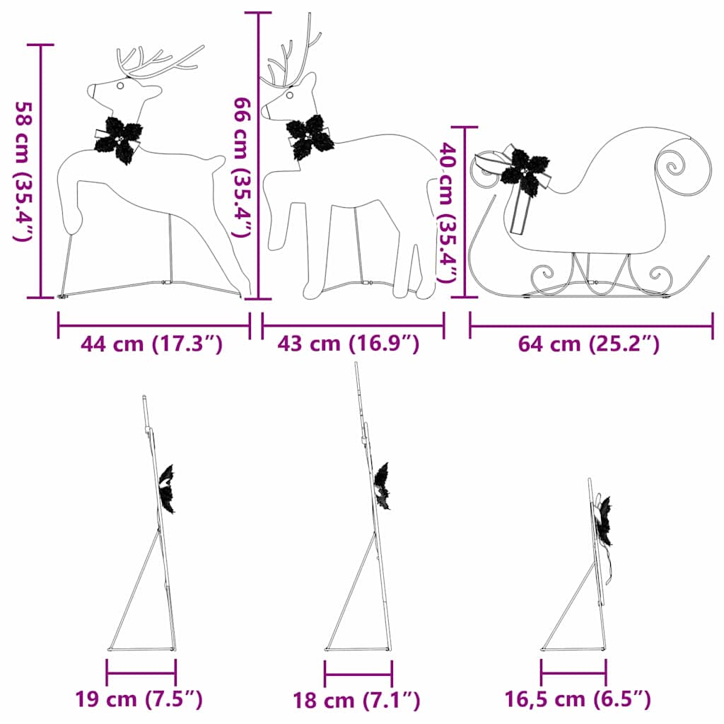 vidaXL LED Ρούντερ 3 pcs Θερμό λευκό ύφασμα