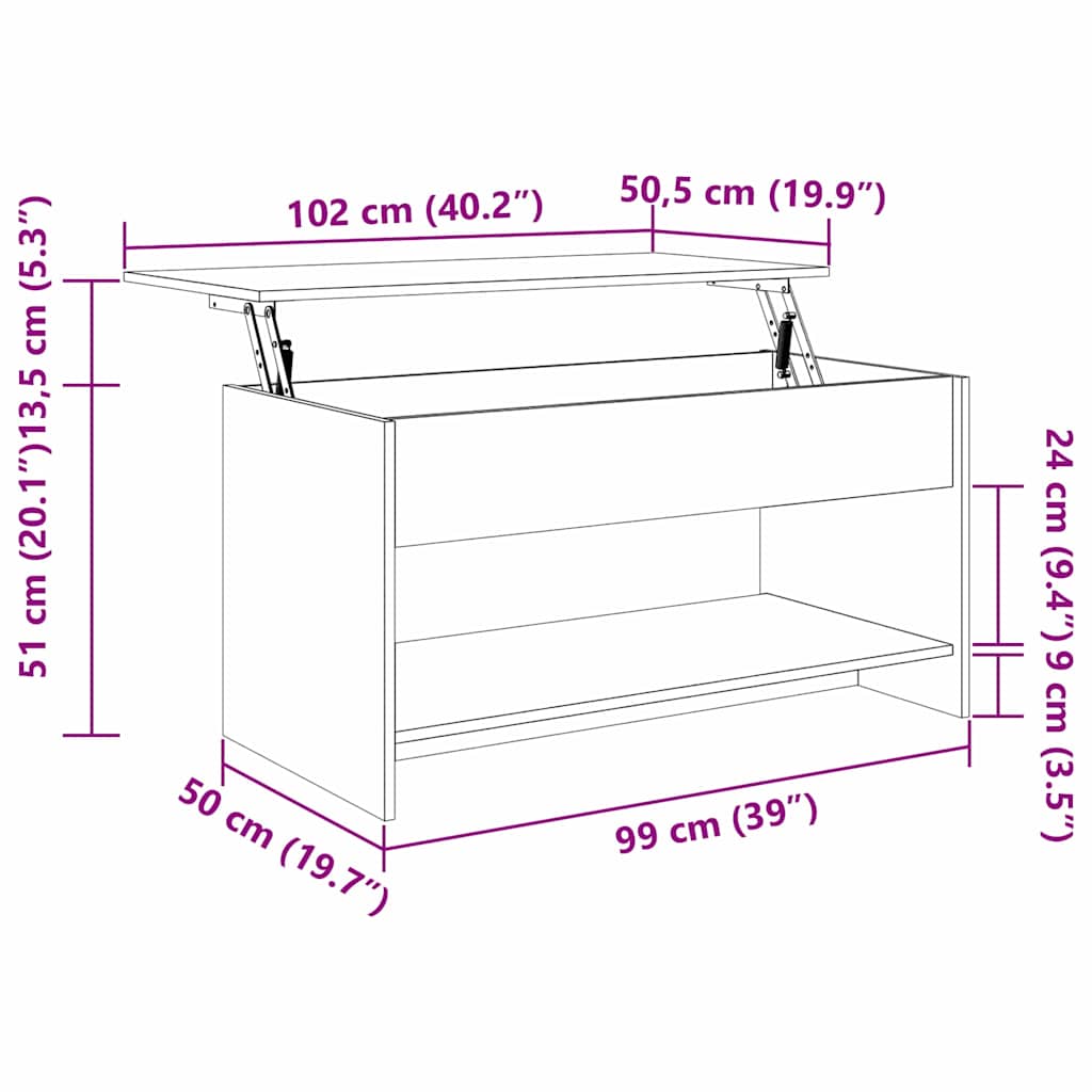 vidaXL Τραπεζάκι σαλονιού Παλιό Ξύλο 80 x 50,5 x 41,5 εκ