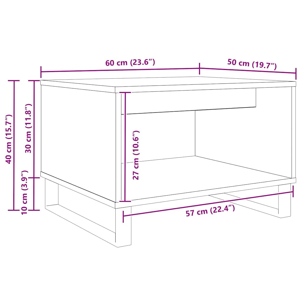 vidaXL Τραπεζάκι σαλονιού artisan δρυς 60 x 50 x 40 εκ