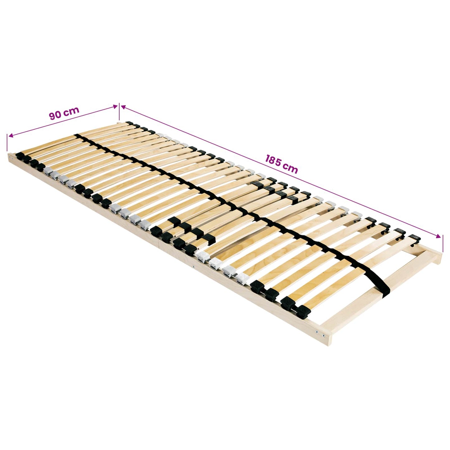 vidaXL Βάση κρεβατιού με λάμες Καφέ 90 x 190 cm Στερεό Ξύλο Μηλιάς