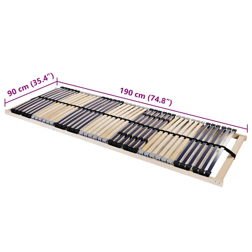 vidaXL Βάση κρεβατιού με λάμες Καφέ 90 x 190 cm Στερεό ξύλο οξιάς