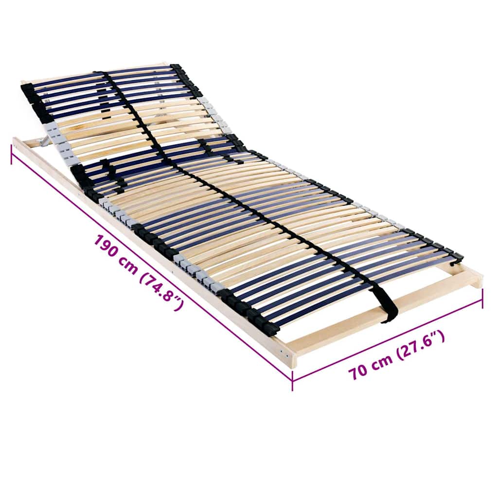 vidaXL Βάση κρεβατιού με λάμες Καφέ 70 x 190 cm Στερεό ξύλο οξιάς