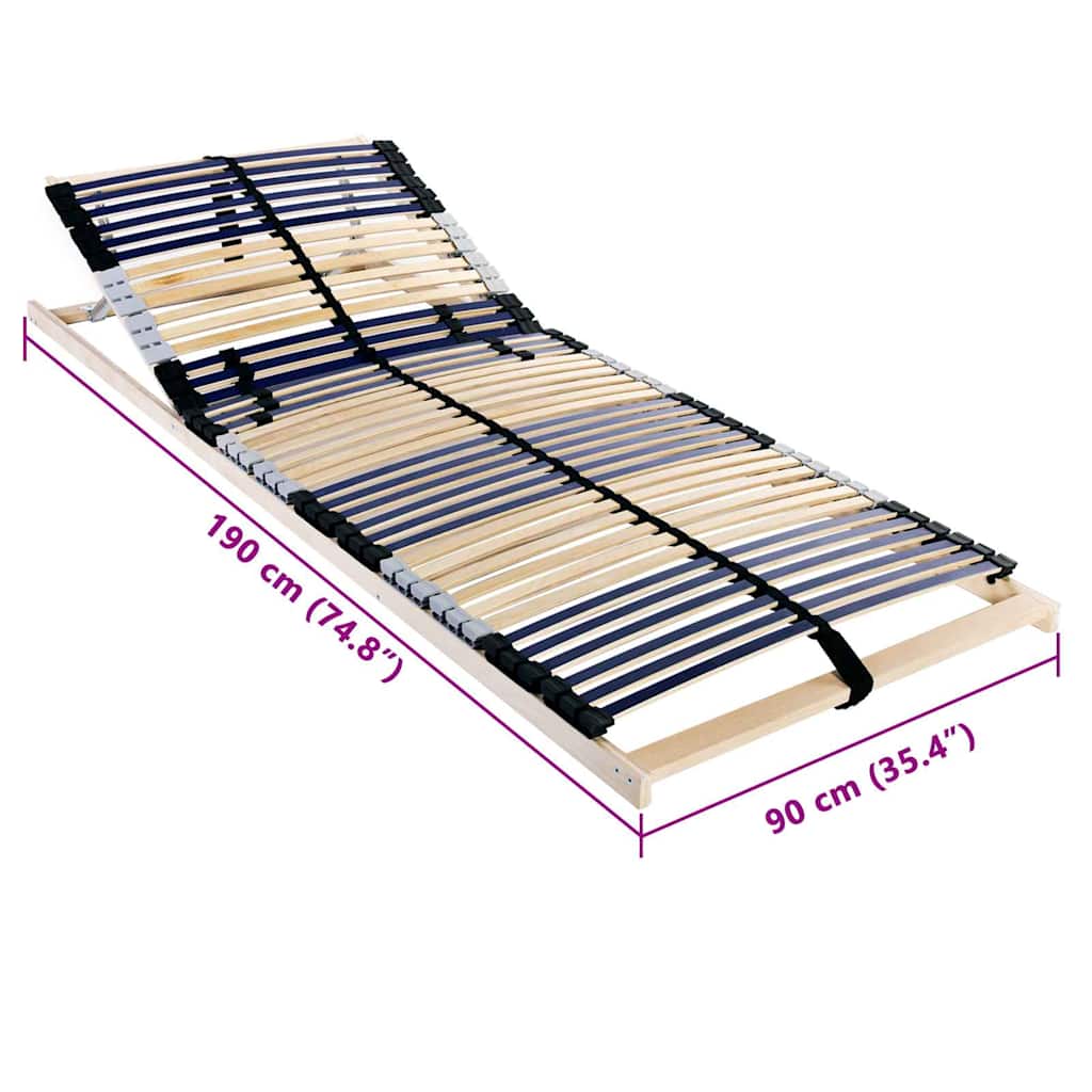 vidaXL Βάση κρεβατιού με λάμες Καφέ 90 x 190 cm Στερεό ξύλο οξιάς