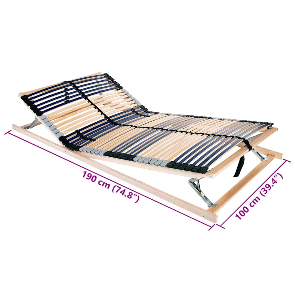 vidaXL Βάση κρεβατιού με λάμες Καφέ 100 x 190 cm Στερεό ξύλο οξιάς