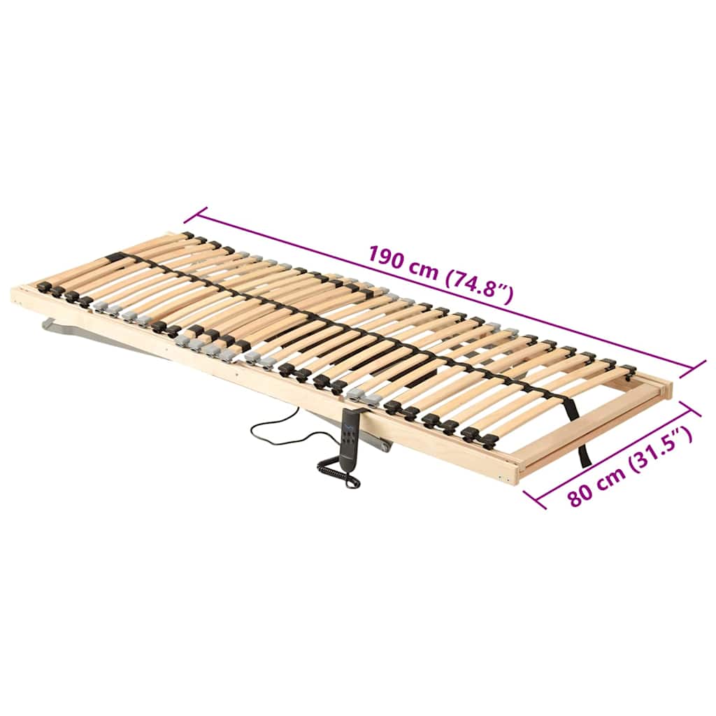 vidaXL Βάση κρεβατιού με λάμες Καφέ 80 x 190 cm Στερεό ξύλο οξιάς
