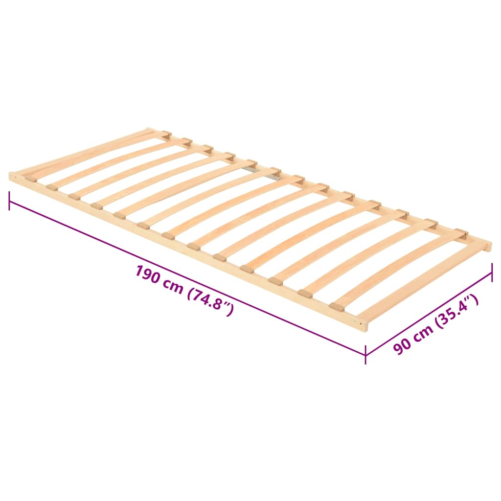vidaXL Βάση κρεβατιού με λάμες Καφέ 90 x 190 cm Στερεό ξύλο οξιάς