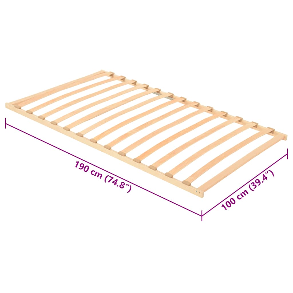 vidaXL Βάση κρεβατιού με λάμες Καφέ 100 x 190 cm Στερεό ξύλο οξιάς