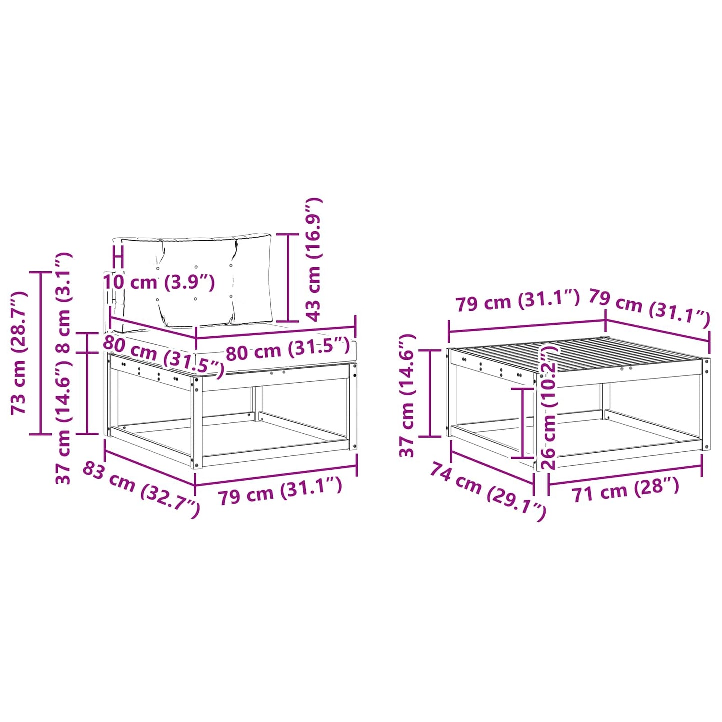 vidaXL Σειρά Καναπέ Εξωτερικού 4 τμχ. Λευκό και Κρεμ