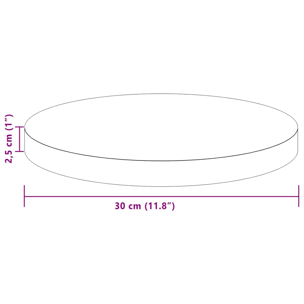 vidaXL Καπάκι τραπεζιού Ανοιχτό καφέ Ø 30 x 2.5 cm Στερεό ξύλο δρυός