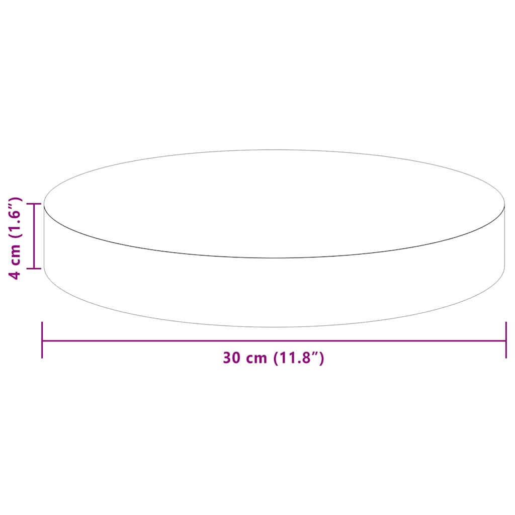 vidaXL Καπάκι τραπεζιού Σκούρο Καφέ Ø 30 x 4 cm Στερεό Ξύλο Δρυός