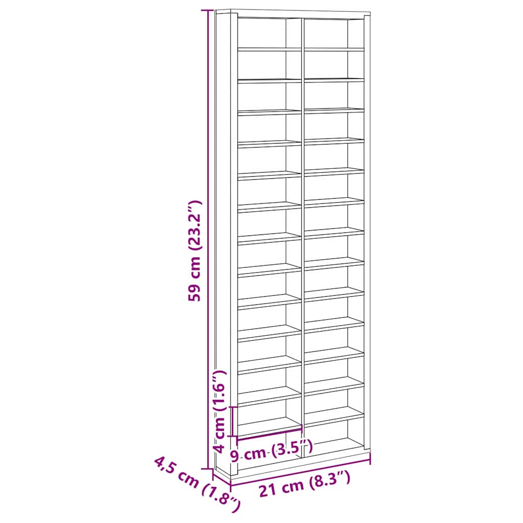 vidaXL Θήκη Επίδειξης Καφέ 21 x 4.5 x 59 εκ. Επεξεργασμένο ξύλο