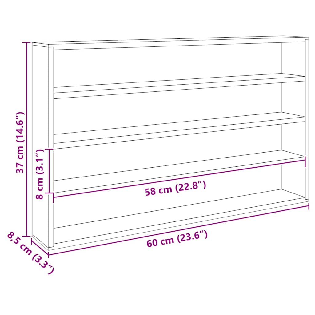 vidaXL Ξύλινη βιτρίνα συλλεκτών Καφέ 60 x 8.5 x 37 εκ. Κόντρα πλακέ