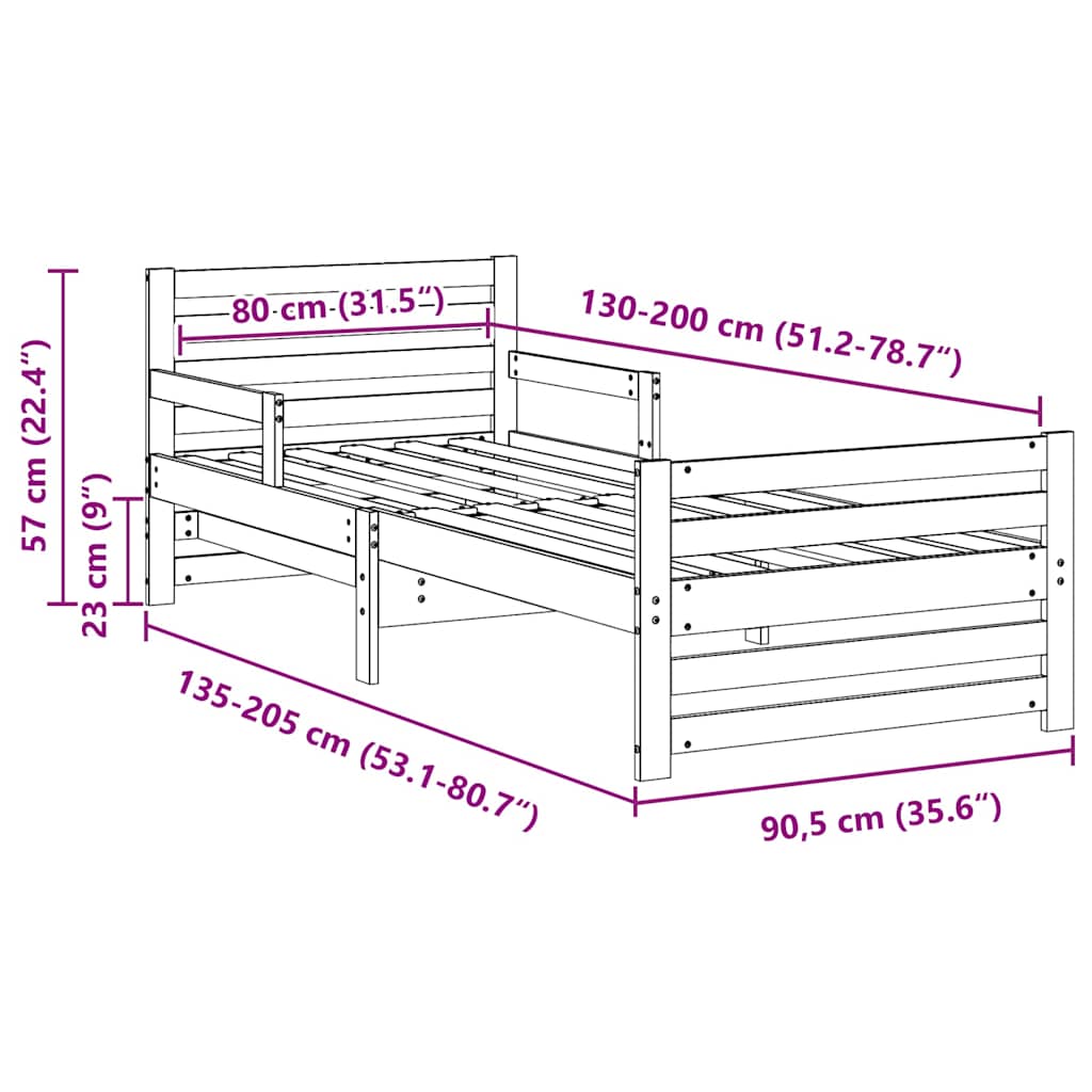 vidaXL Σκελετός Κρεβατιού Καφέ 80 x 200 cm Επεξεργασμένο ξύλο
