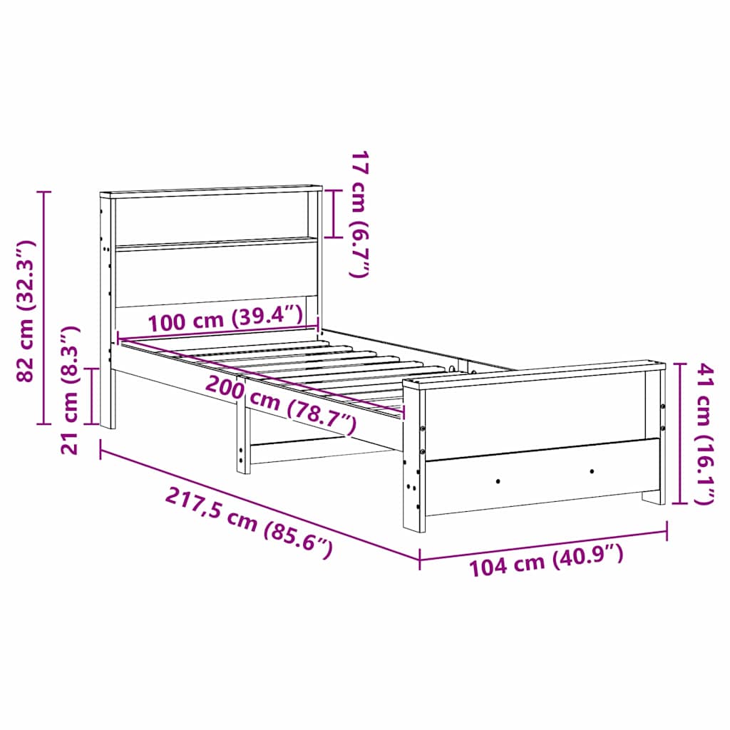 vidaXL Σκελετός Κρεβατιού Καφέ 100 x 200 cm Επεξεργασμένο ξύλο