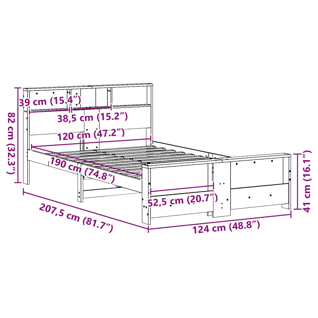 vidaXL Σκελετός Κρεβατιού Λευκό 120 x 190 cm Μασίφ ξύλο πεύκου