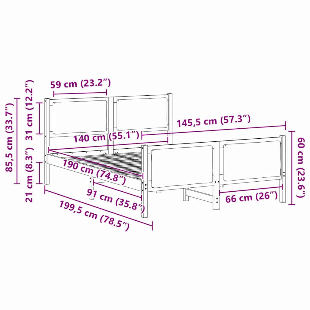 vidaXL Σκελετός Κρεβατιού με κεφαλάρι Taupe 140 x 190 cm ύφασμα