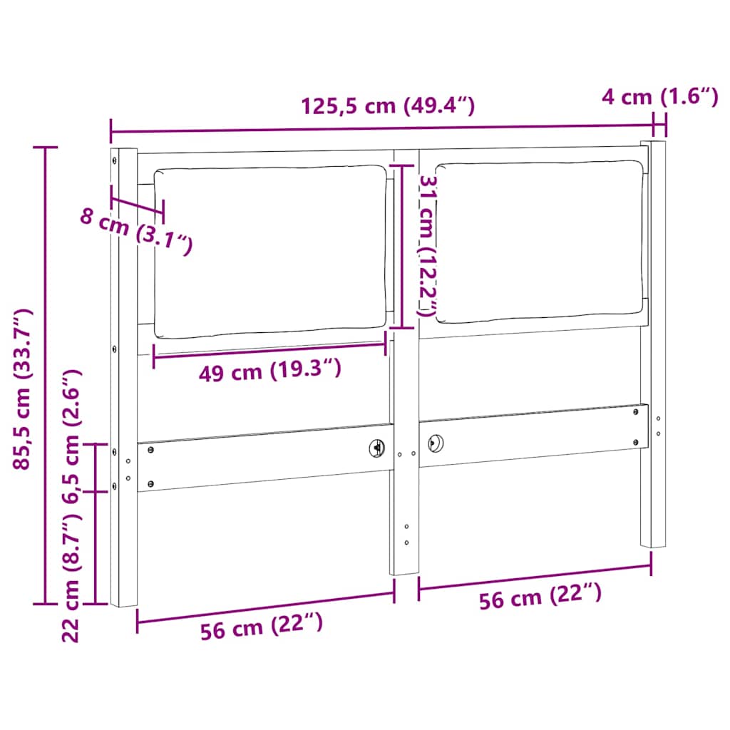 vidaXL Κεφαλάρι Άλλο Καφέ 120 cm Μασίφ ξύλο πεύκου
