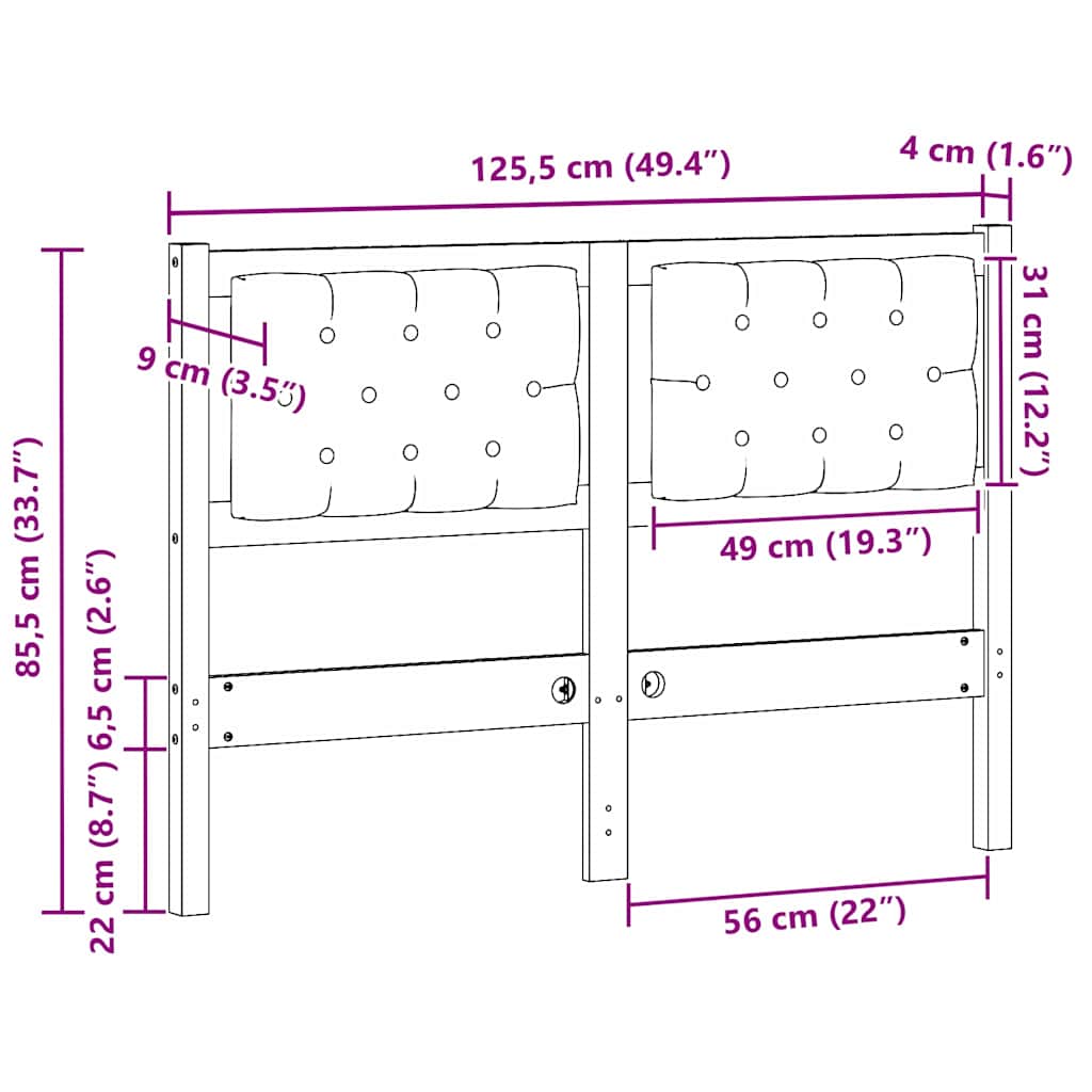 vidaXL Κεφαλάρι Άλλο Καφέ και σκούρο γκρι 120 cm Μασίφ ξύλο πεύκου