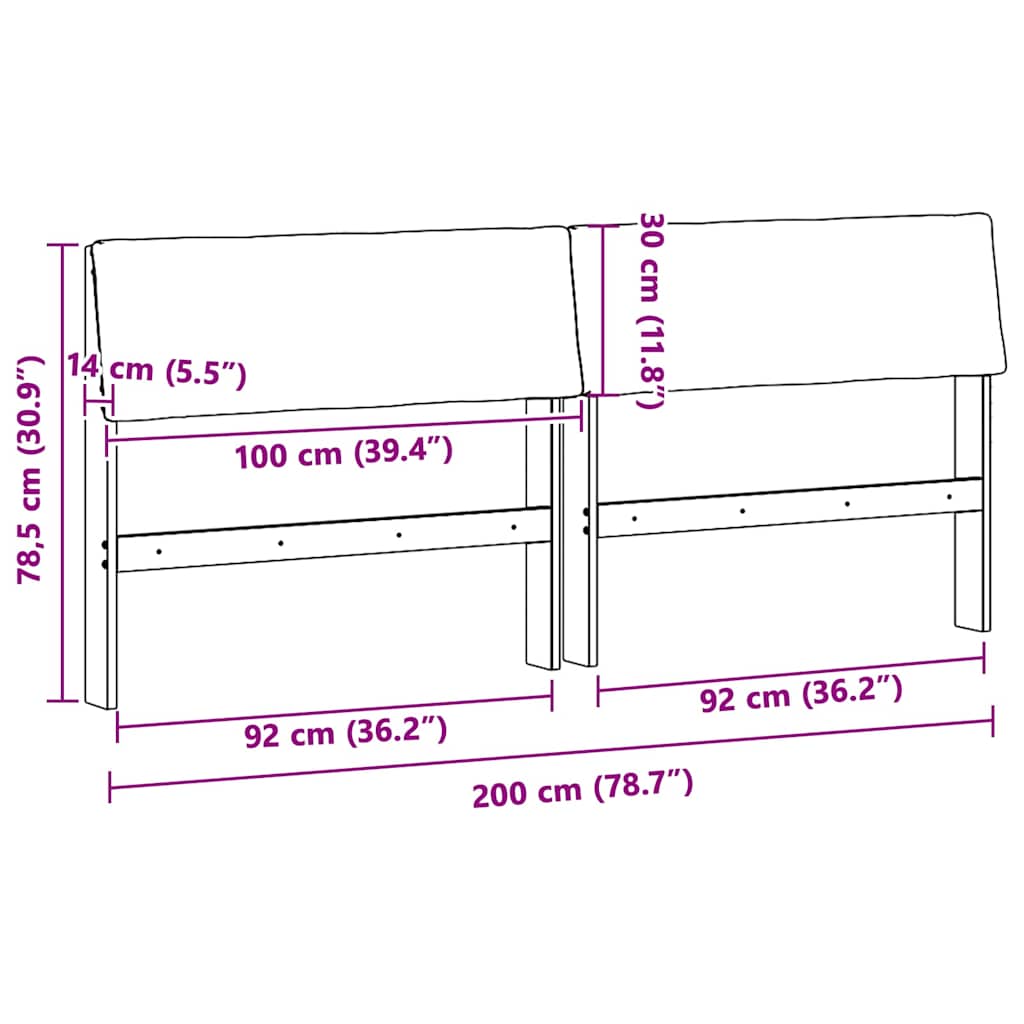 vidaXL Ταπετσαρισμένο κεφαλάρι Taupe 200 cm Στερεά ξυλεία πεύκου