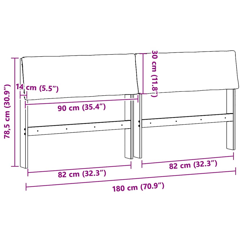 vidaXL Ταπετσαρισμένο κεφαλάρι Taupe 180 cm Στερεά ξυλεία πεύκου