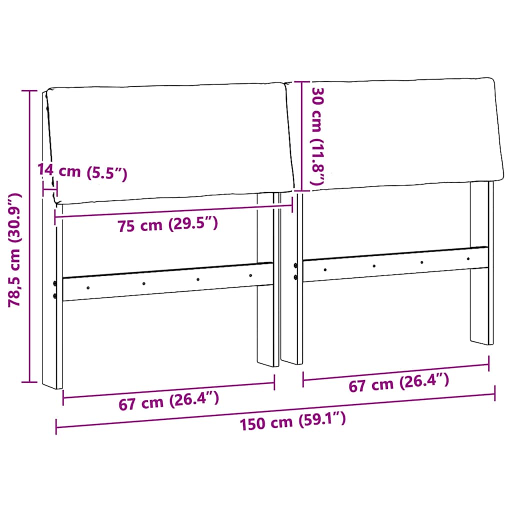 vidaXL Ταπετσαρισμένο κεφαλάρι Taupe 150 cm Στερεά ξυλεία πεύκου
