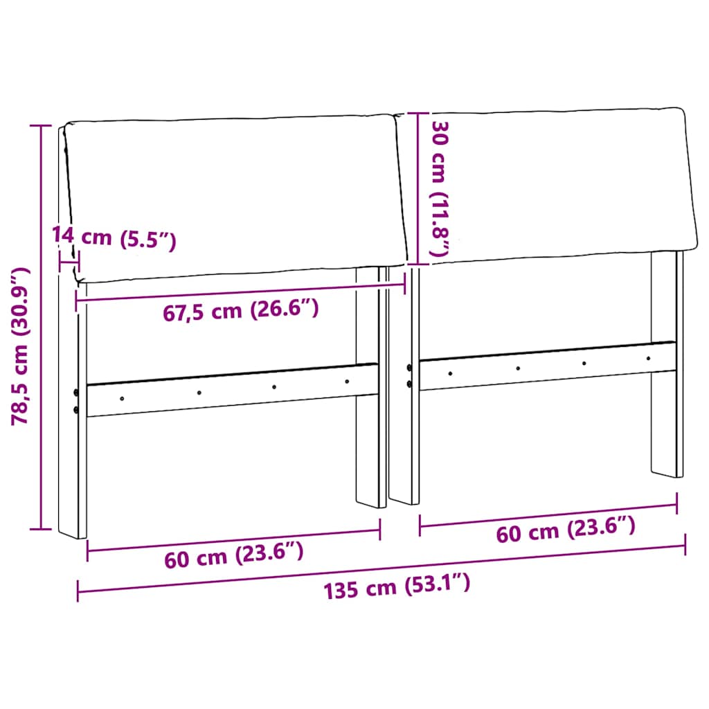 vidaXL Ταπετσαρισμένο κεφαλάρι Taupe 135 cm Στερεά ξυλεία πεύκου
