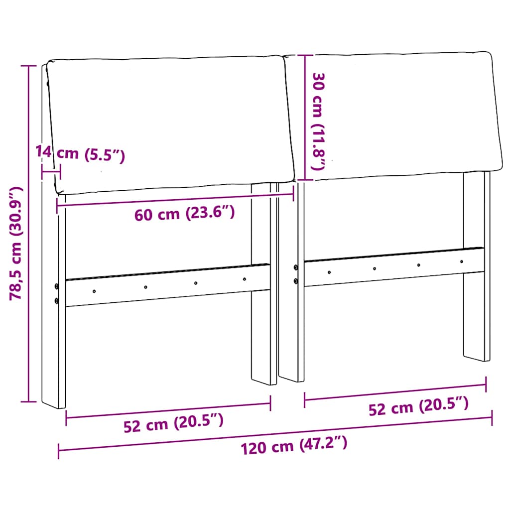 vidaXL Ταπετσαρισμένο κεφαλάρι Taupe 120 cm Στερεά ξυλεία πεύκου