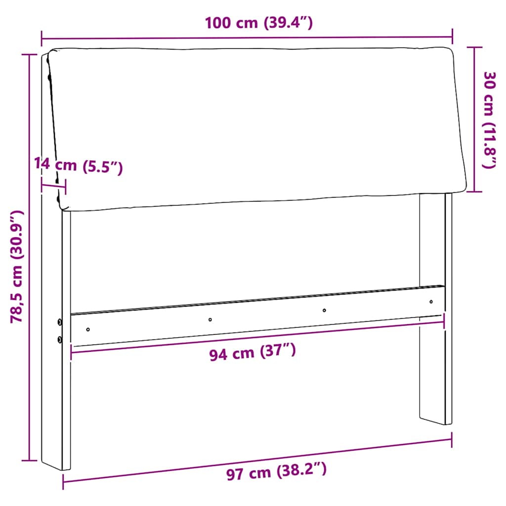 vidaXL Ταπετσαρισμένο κεφαλάρι Ανοιχτό γκρι 100 cm