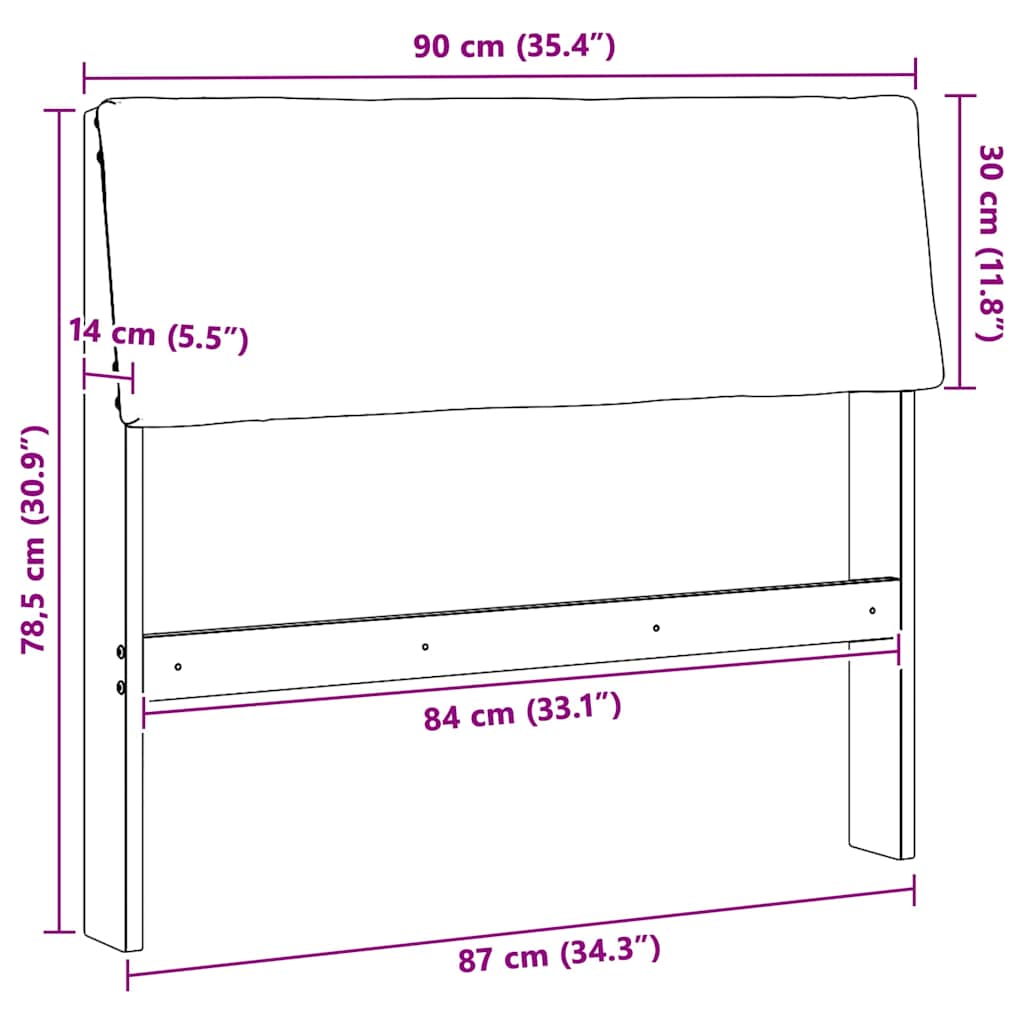 vidaXL Ταπετσαρισμένο κεφαλάρι Taupe 90 cm Στερεά ξυλεία πεύκου