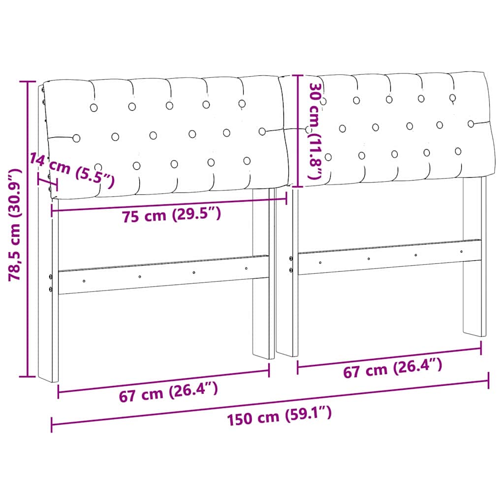 vidaXL Ταπετσαρισμένο κεφαλάρι Taupe 150 cm Στερεά ξυλεία πεύκου