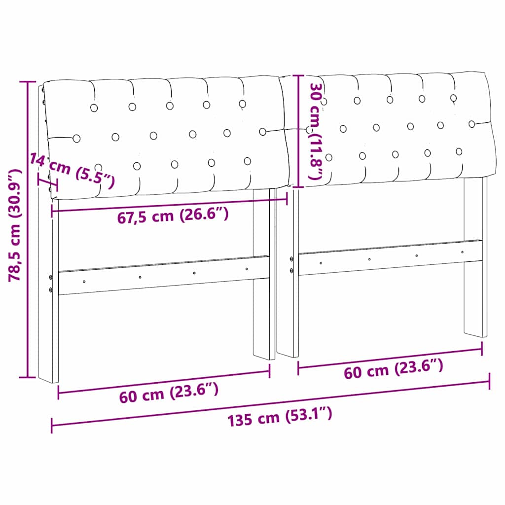 vidaXL Ταπετσαρισμένο κεφαλάρι Taupe 135 cm Στερεά ξυλεία πεύκου