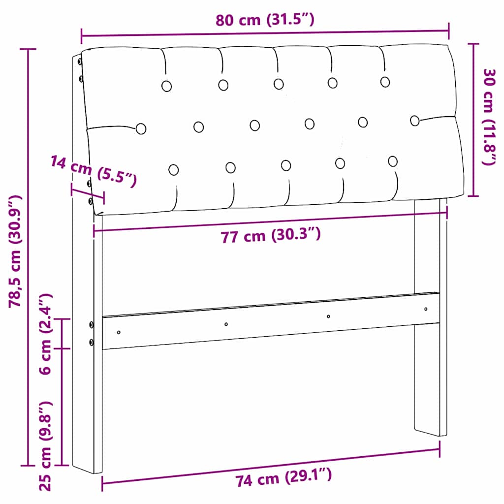 vidaXL Ταπετσαρισμένο κεφαλάρι Taupe 80 cm Στερεά ξυλεία πεύκου