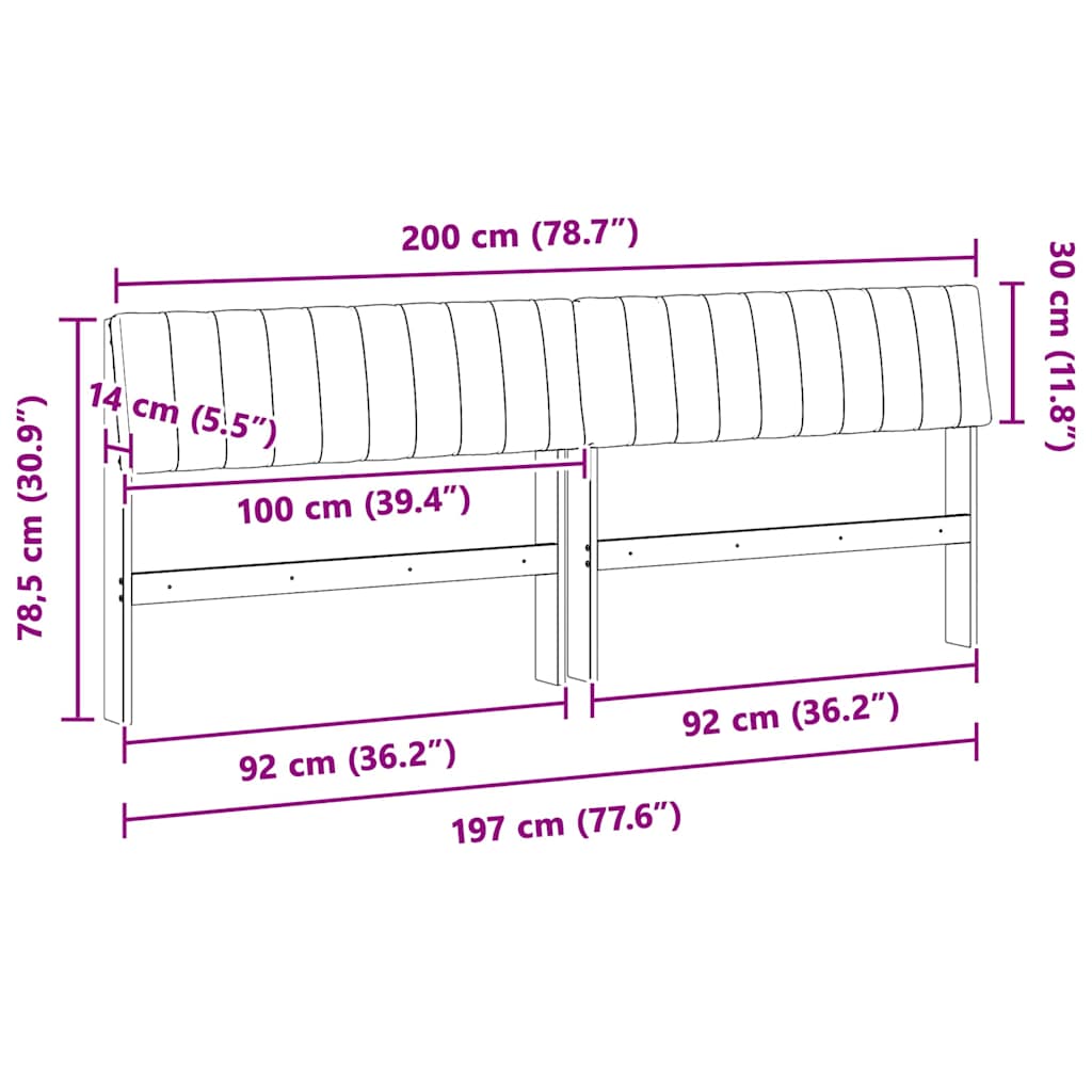 vidaXL Ταπετσαρισμένο κεφαλάρι Taupe 200 cm Στερεά ξυλεία πεύκου