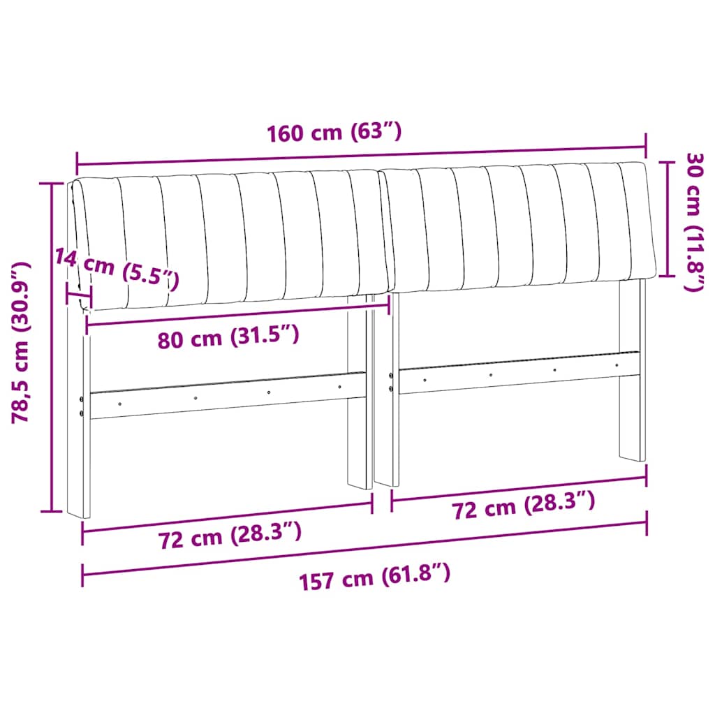 vidaXL Ταπετσαρισμένο κεφαλάρι Μαύρο 160 cm Στερεά ξυλεία πεύκου