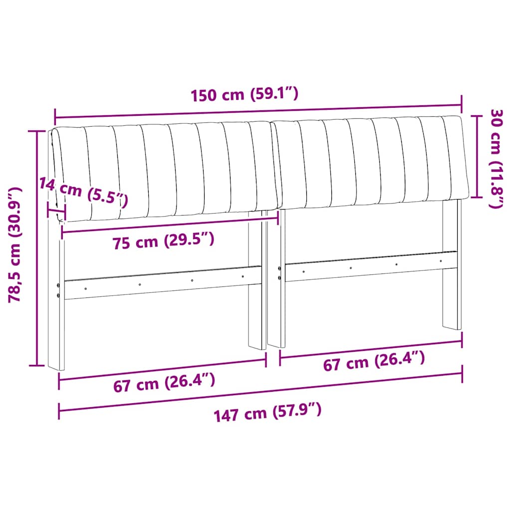 vidaXL Ταπετσαρισμένο κεφαλάρι Taupe 150 cm Στερεά ξυλεία πεύκου