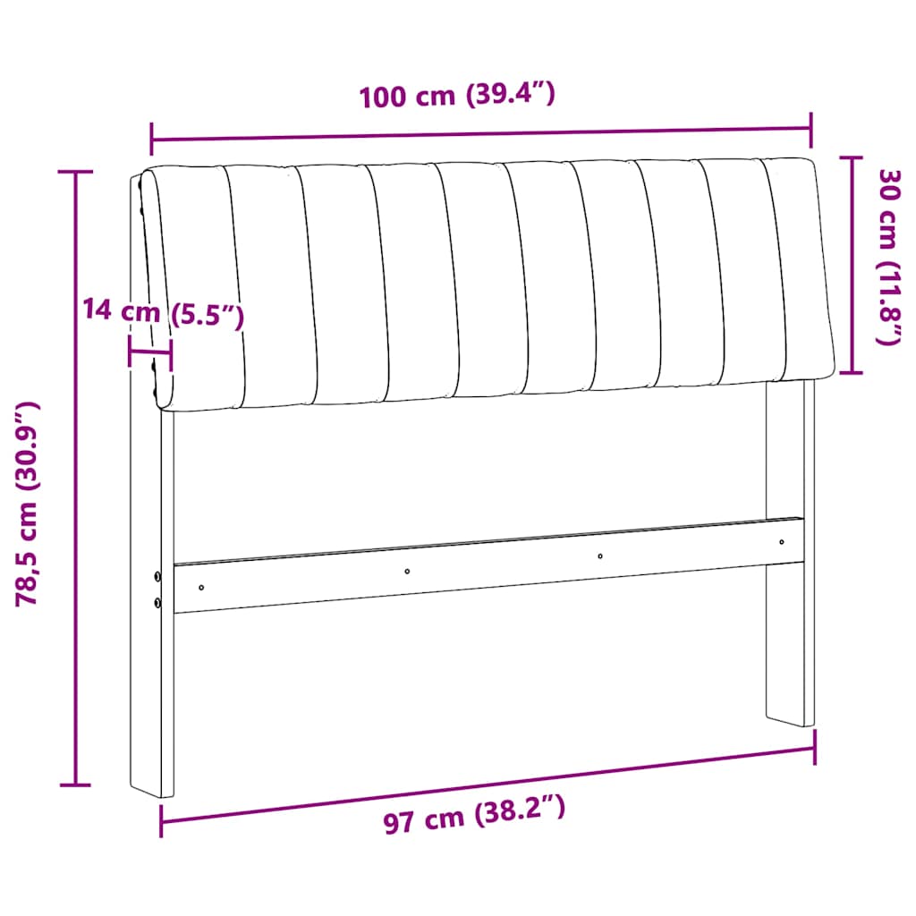 vidaXL Ταπετσαρισμένο κεφαλάρι Μαύρο 100 cm Στερεά ξυλεία πεύκου