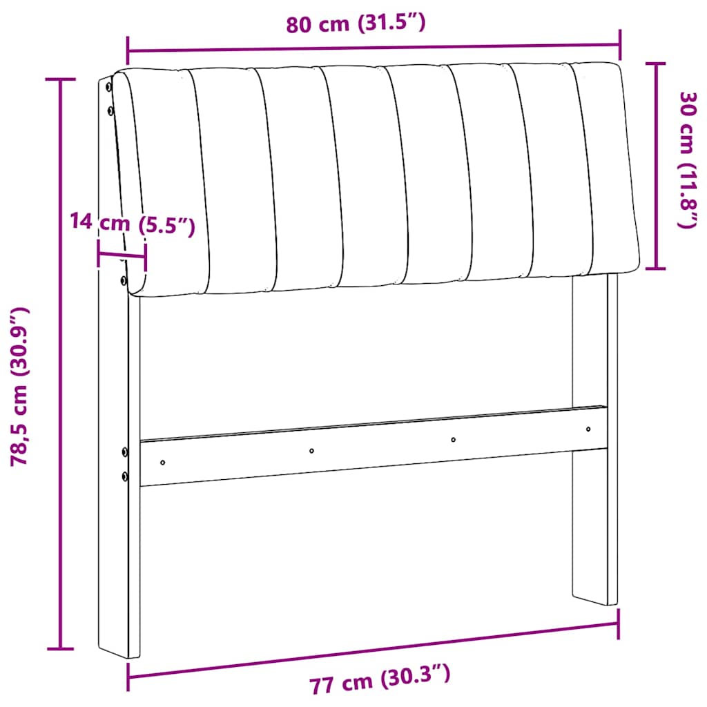 vidaXL Ταπετσαρισμένο κεφαλάρι Taupe 80 cm Στερεά ξυλεία πεύκου