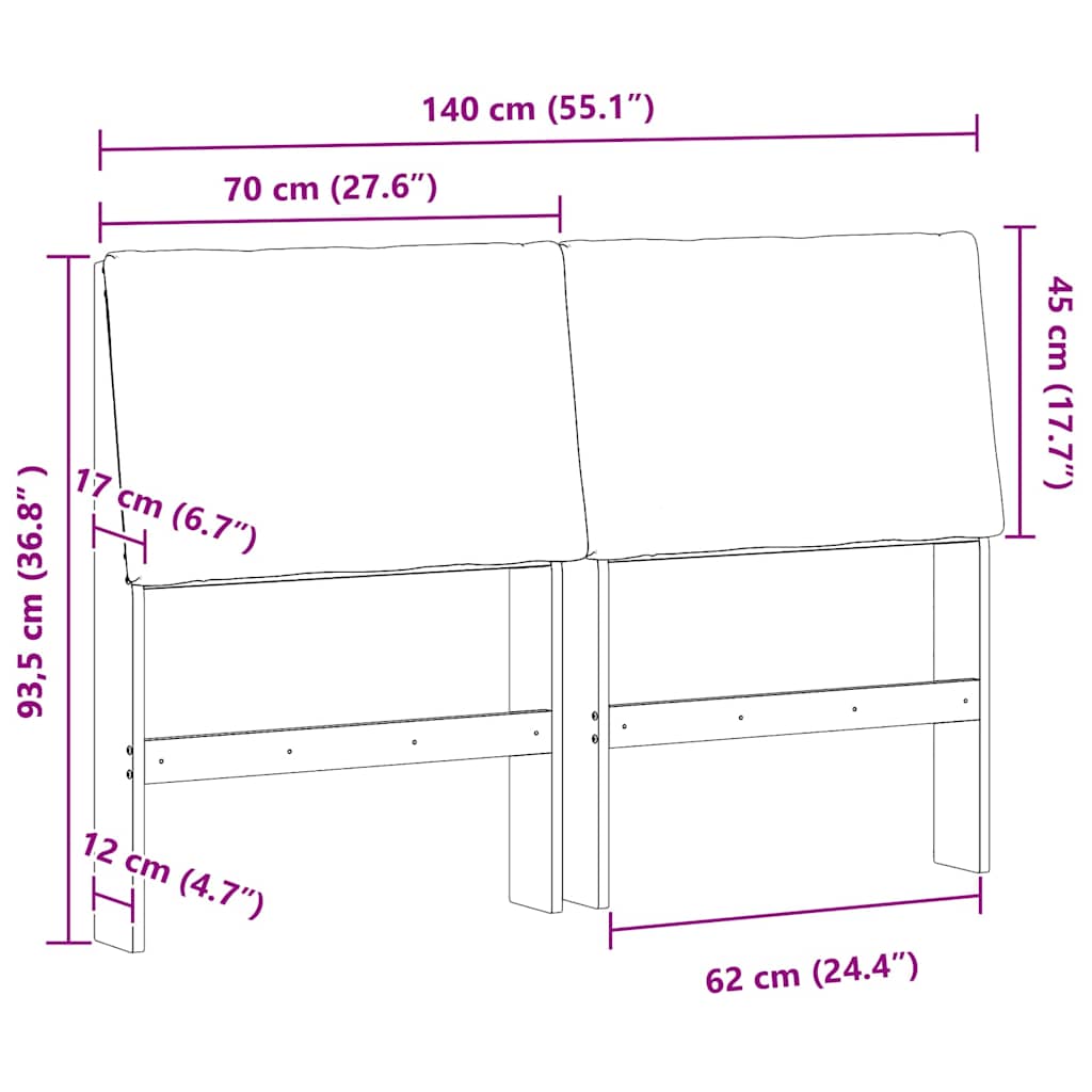 vidaXL Ταπετσαρισμένο κεφαλάρι Taupe 140 cm Στερεά ξυλεία πεύκου