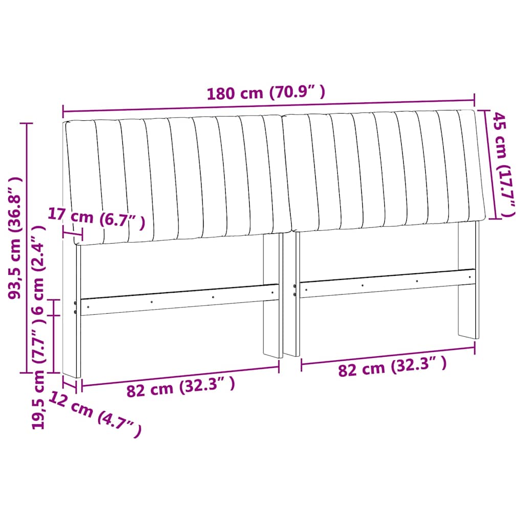 vidaXL Ταπετσαρισμένο κεφαλάρι Σκούρο Γκρι 180 cm Στερεά ξυλεία πεύκου