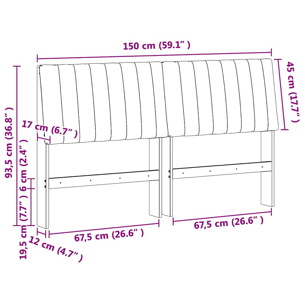 vidaXL Ταπετσαρισμένο κεφαλάρι Μαύρο 150 cm Στερεά ξυλεία πεύκου