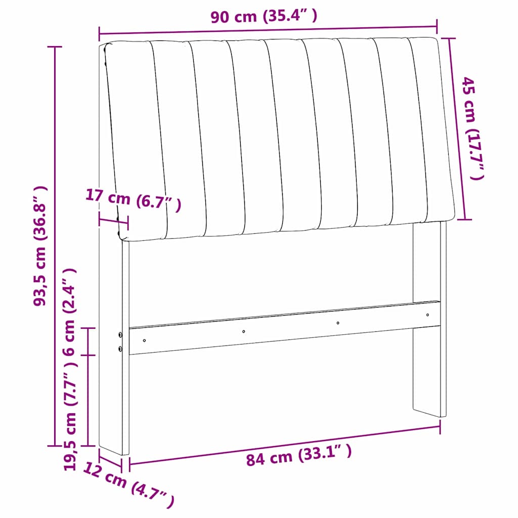 vidaXL Ταπετσαρισμένο κεφαλάρι Ανοιχτό γκρι 90 cm Στερεά ξυλεία πεύκου