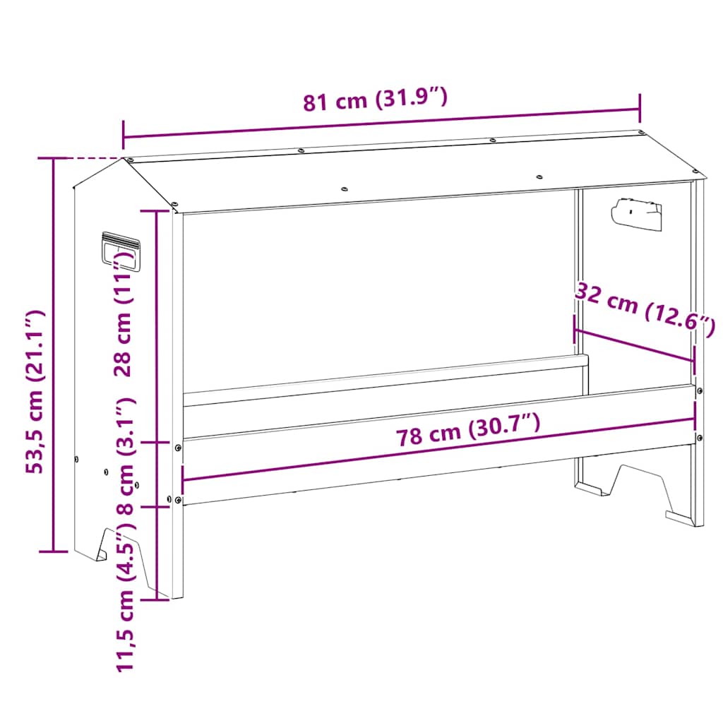 vidaXL Τάφος ταΐσματος κοτόπουλων Μαύρο 81 x 32 x 53,5 εκ