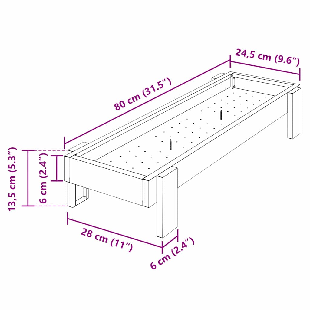 vidaXL Τάφος ταΐσματος κοτόπουλων Ασημί 80 x 28 x 13.5 cm