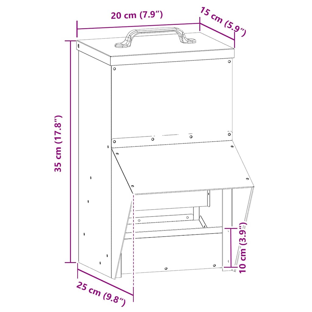 vidaXL Ταΐστρα κοτόπουλων Ασημί 20 x 25 x 35 εκ. Επικαλυμμένος Χάλυβας