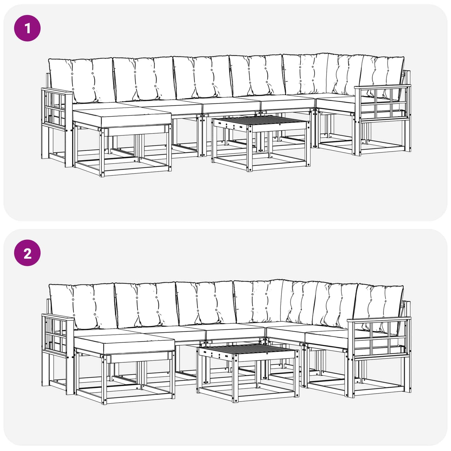 vidaXL Σειρά Καναπέ Εξωτερικού με μαξιλάρι 8 pcs Λευκό και Κρεμ