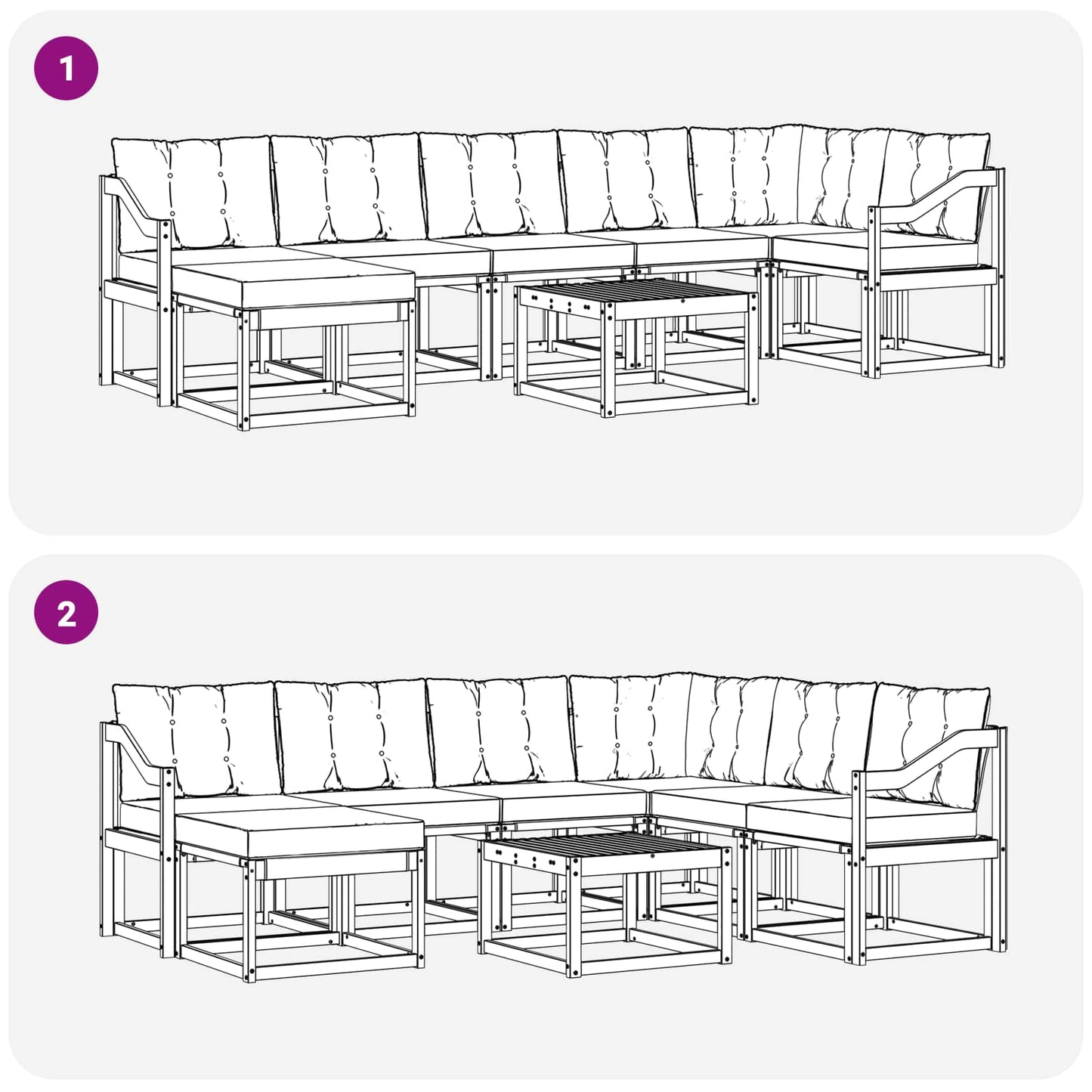 vidaXL Σειρά Καναπέ Εξωτερικού με μαξιλάρι 8 pcs Λευκό και Μπεζ