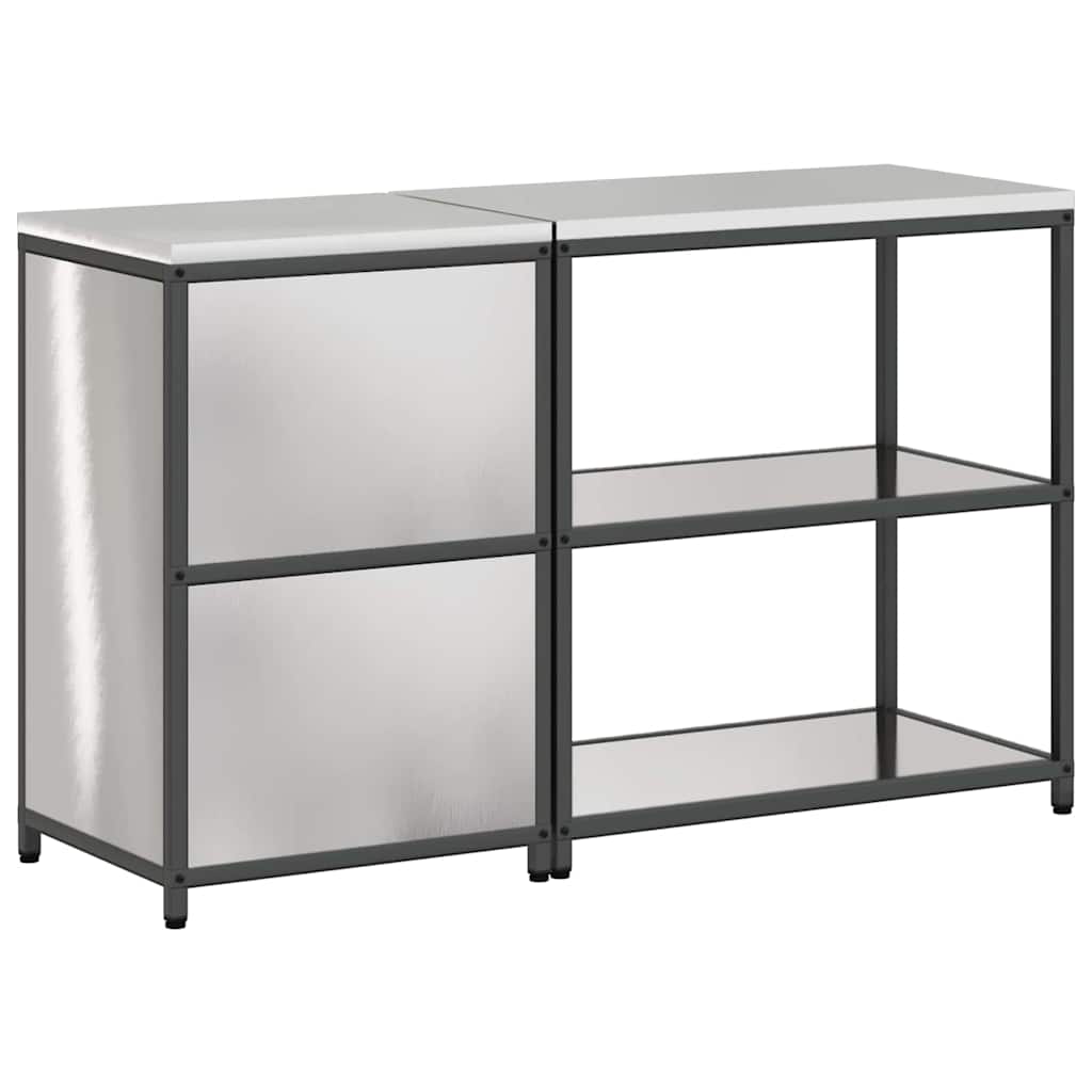 vidaXL Σετ Αποθήκευσης Κουζίνας με ράφι 2 pcs Ασημί 150 x 50 x 92 εκ.